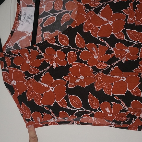 Acacia Mana mid pacific dress black red hibiscus print P XS rare! - Picture 11 of 16